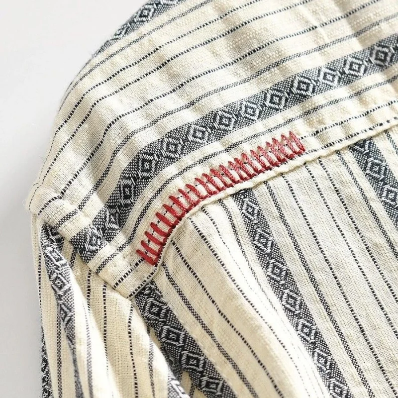 Japanese Striped New Retro Men's Trendy and Fashionable Loose Casual Shirt Long Sleeve Top Shirt Versatile Jacket
