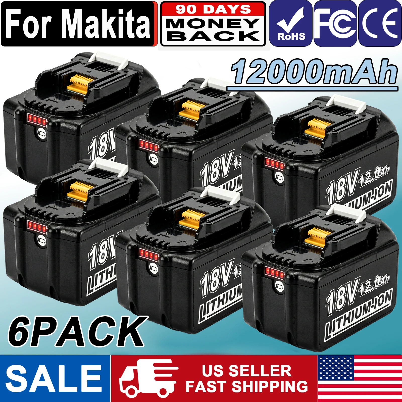 

Suitable for Makita BL1860 12ah battery electric tool lithium-ion substitute LXT BL1850 BL1840, suitable for 18V battery withBMS