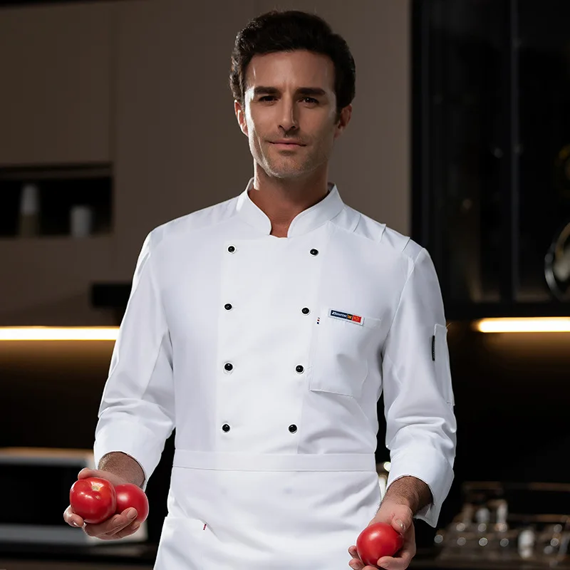 西洋レストランシェフ制服秋冬衣装ケータリングホテル食堂ベーカーケーキショップ作業服長袖