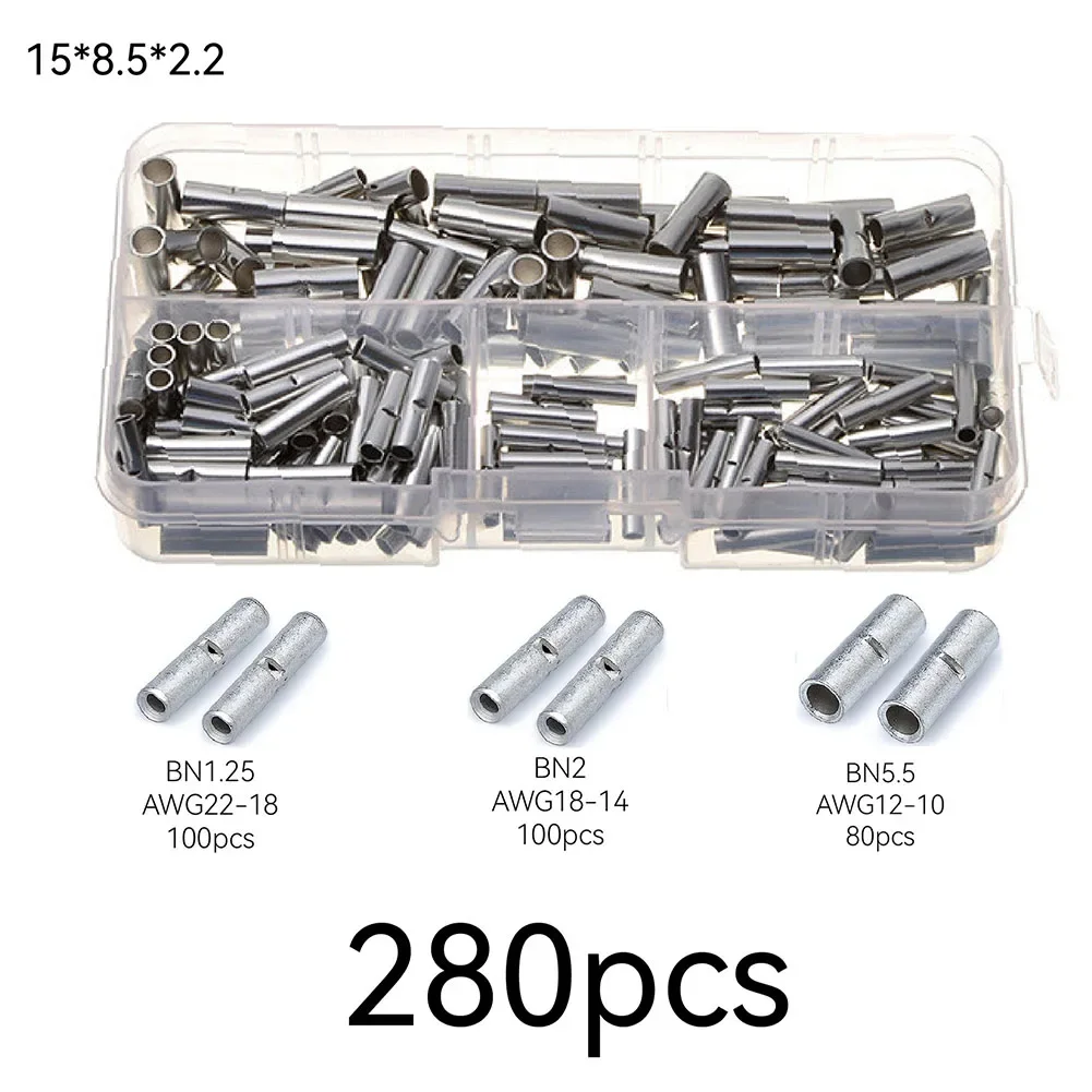 Efficient Non Insulated Butt Connectors Set of 150/200/280 Pieces Designed for Reliable Wire Connections in Diverse Applications