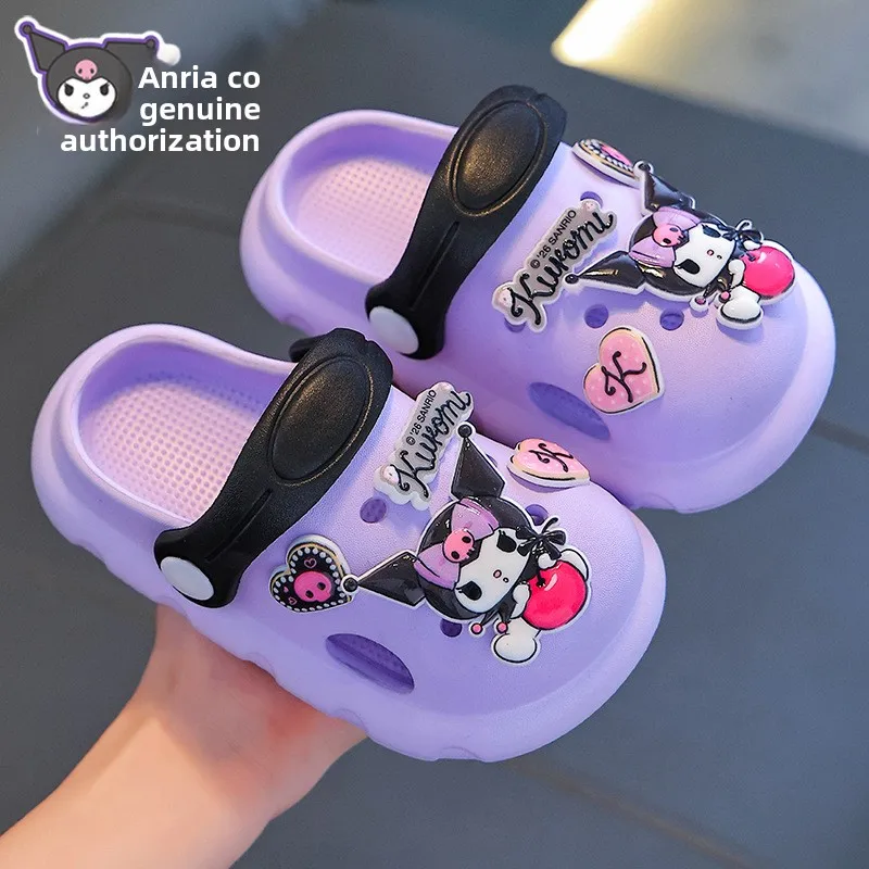 

Детские летние сабо Sanrio 2026 Kuromi: нескользящие, дышащие, мягкие пляжные сандалии-шлепанцы для мальчиков и девочек