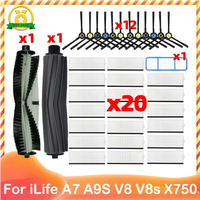 For iLife A7 A9S V8 V8s X750 X800 X785 V80 L100 Silvercrest SSR1 SSRA1 Rubber Kit Main Side Brush Hepa Filter For Cleaner Parts