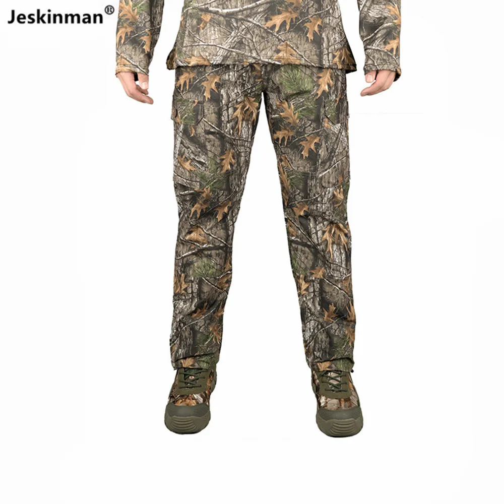 Bionic Camouflage Hunting Fishing Full Pants Breathable Wear Resistant Hiking Mountaineering Pants Multi-Pockets Cargo Pants