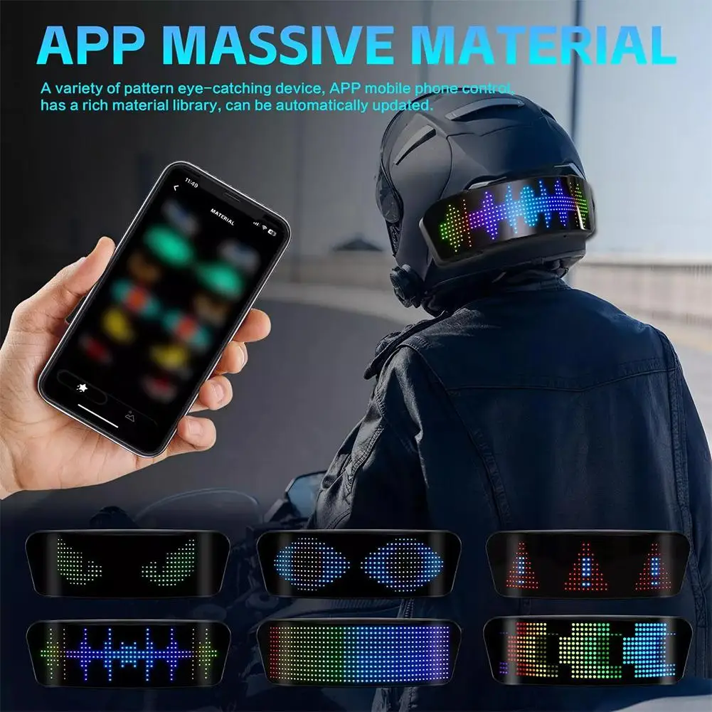2025 Motorcycle Helmet Warning Light Night Riding DIY RGB Helmet Screen Programmable Led Screen Display LED APP Taillight B Q5D8