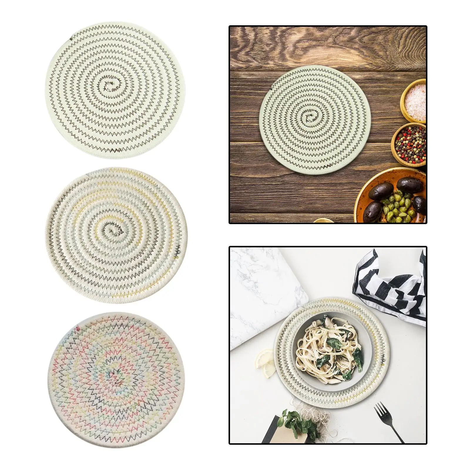 Non Slip Braided Place Mat 7in Dining Mat Heat Resistant Drink Coasters Countertop for Wedding Table Dinner Decoration
