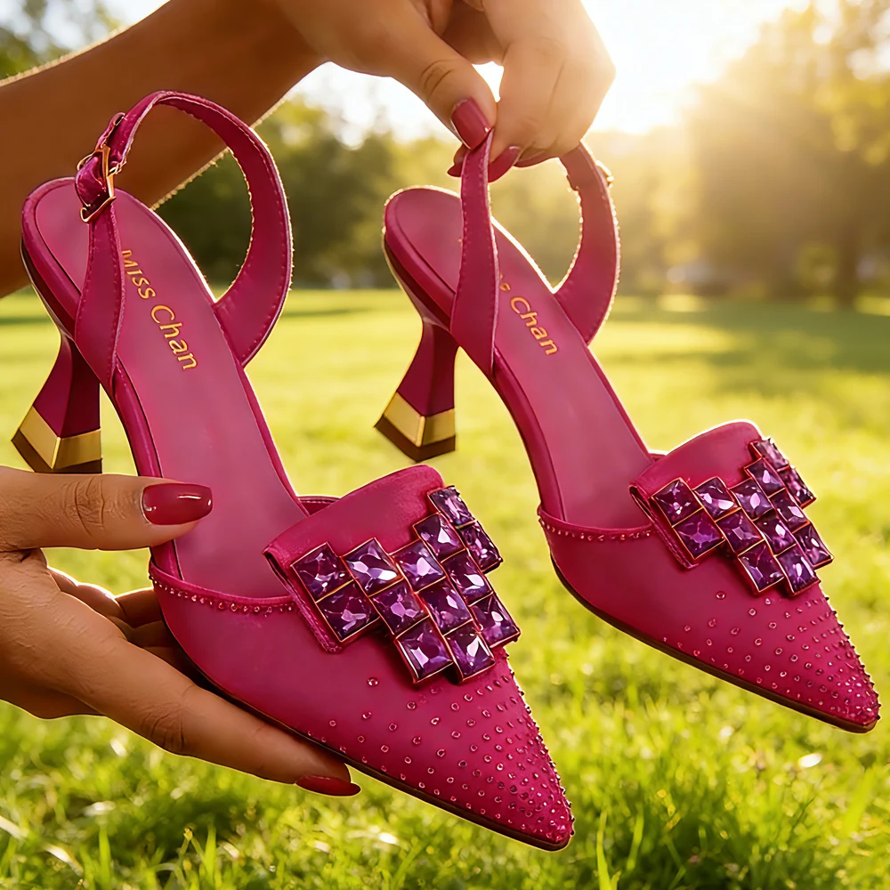 Venus Chan 2026 Schicke Orange Strass Spitze High Heels - Elegante Italienisch-Inspirierte Damenschuhe für Partys und Besondere Anlässe – Detail 5