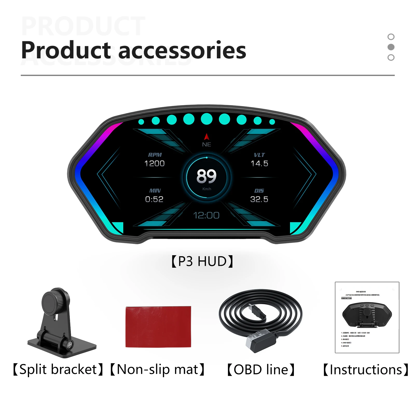 

P3 Hud Obd2 Car Obd Smart Digital Meter Digital Gps Speedometer on-board Computer HUD Projector Obd2 Projection for Car Glass