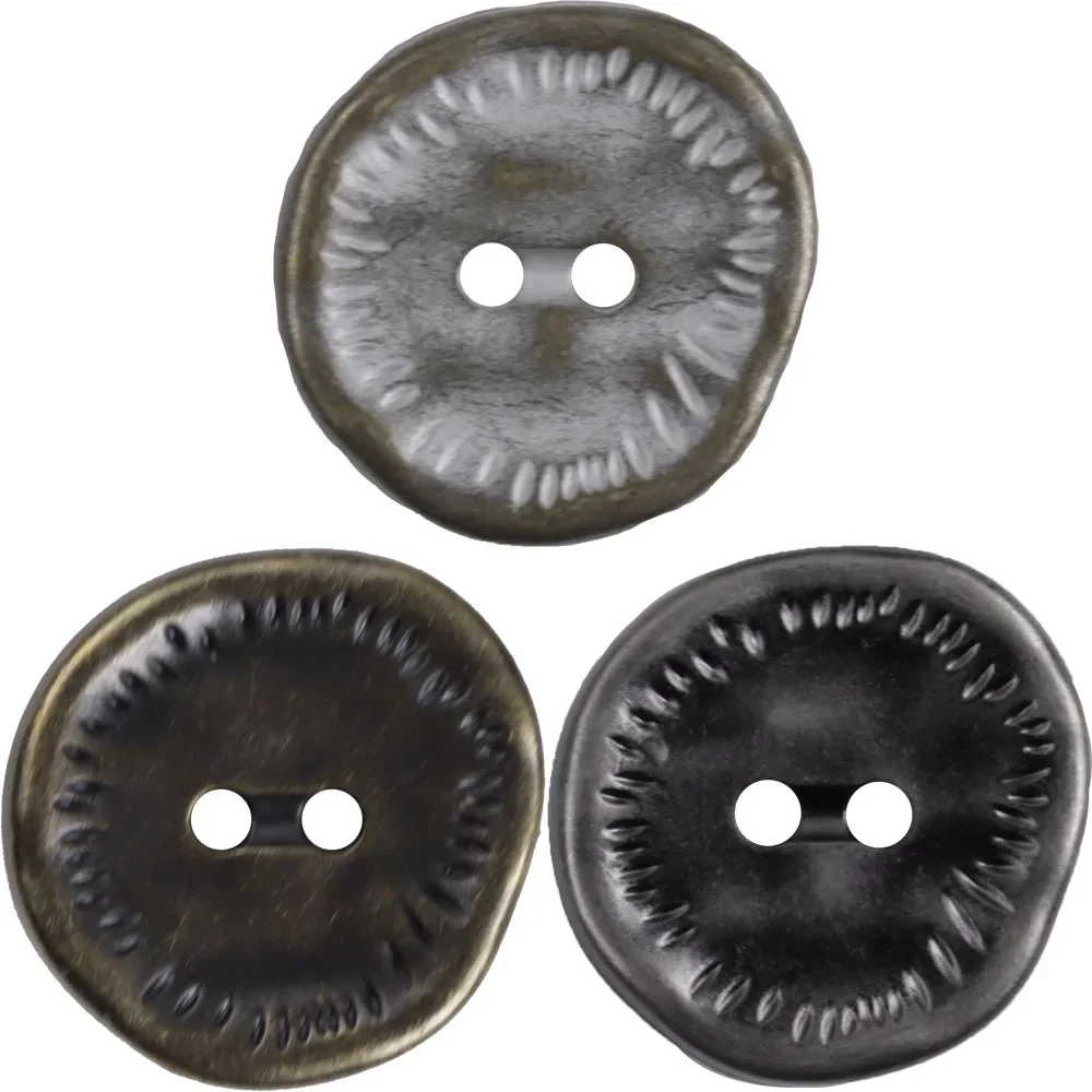 5pcs Antique Metal Buttons 15/20/25mm Irregularly Shaped Buttons 2-hole Flat Button DIY Clothes Sewing Accessories