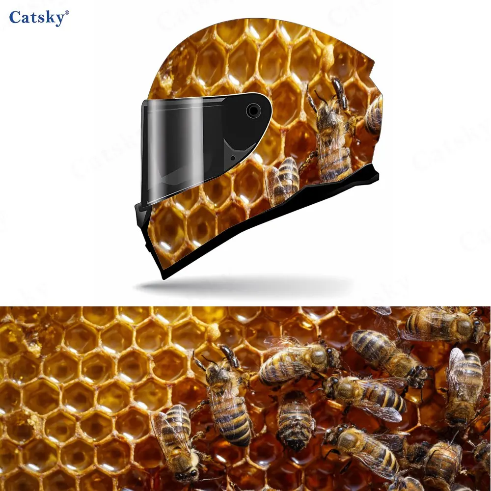 

Busy Honeycomb with Bees Full - helmet wrap stickers, motorcycle helmets with racing - pattern decals and vinyl - helmet wrap d