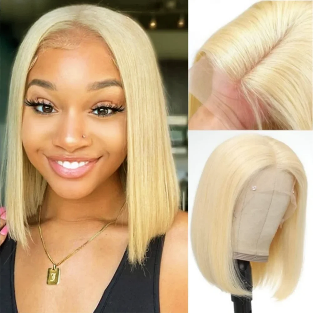 

Short Straight Bob Wig Human Hair Wigs Blonde 613 Colored Lace Front Human Hair Wigs 13x4 Lace Frontal Human Hair Wig For Women