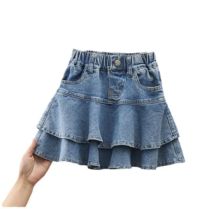 2024 Spring Summer Dress Girls Denim Short Skirt Fashion New Children's Skirt Bata Children Girls Half Denim Skirt