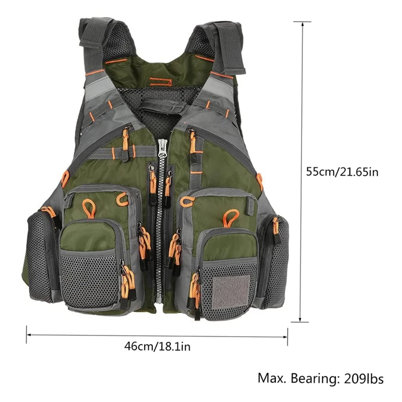 Fishing Vest,Breathable Padded Fly Fishing Vest Superior 209Lb Bearing Jacket For Swimming Sailing Waistcoat