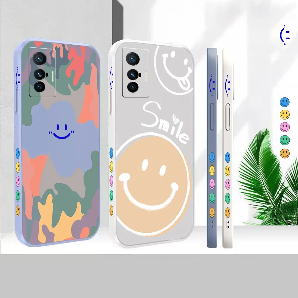 

Liquid Silicone Case For VIVO X90 X80 X70 X70T X60 X60T X50 X30 X27 X21S X21I X21IA Cover Luxury Ice Cream Smile Face Fundas