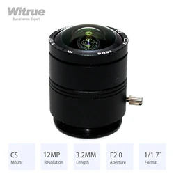 Witrue HD 12MP CS Mount CCTV Lens 3.2MM Wide View Angle 150 Degree Aperture F2.0 Format 1/1.7