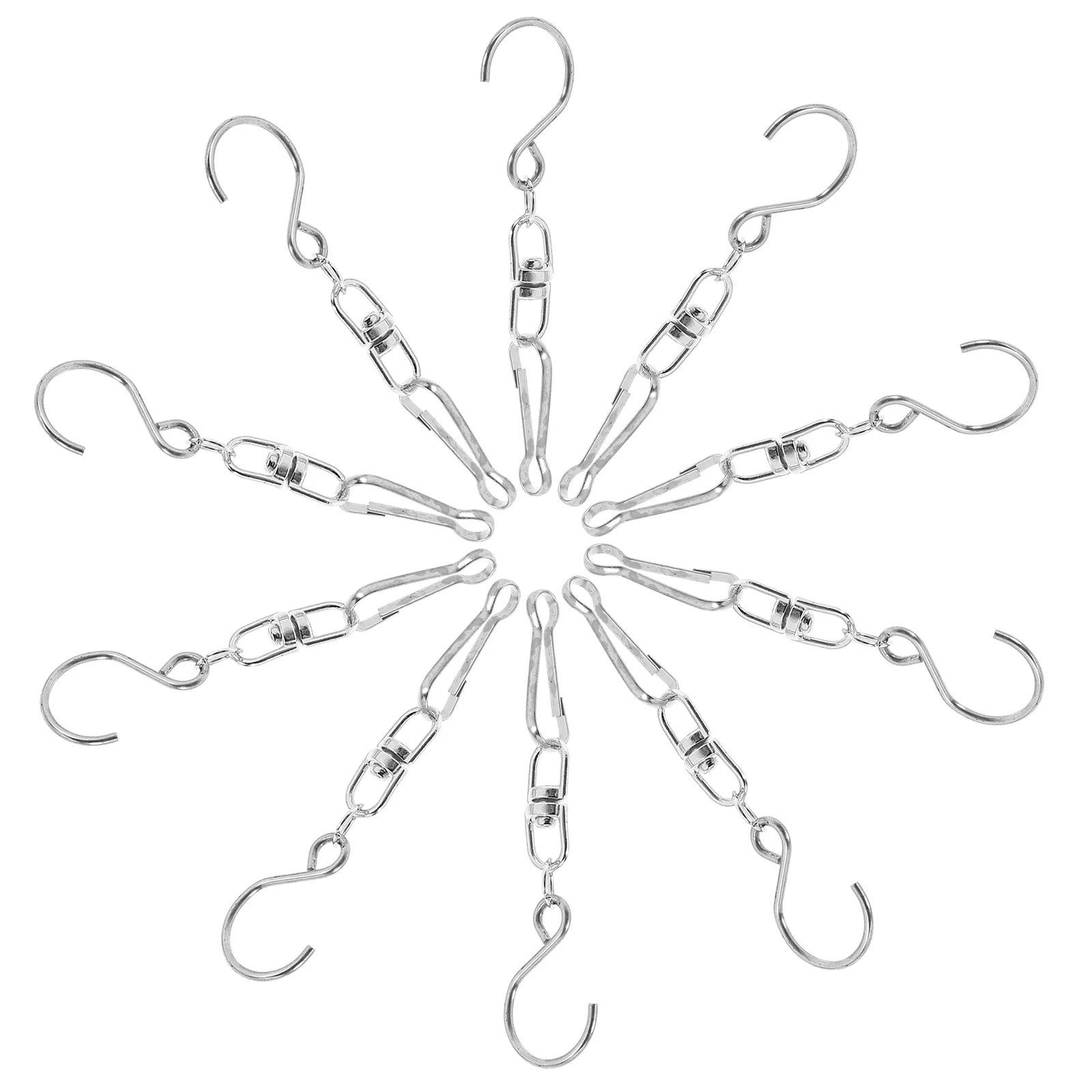 

10 Pcs Wind Chime Hooks Zinc Alloy Rotating Hangers for Outdoor Decor Crystal Pendants Windsocks Flags String Lights Silver