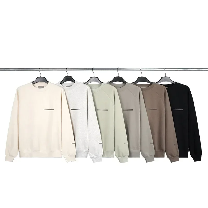 FW21 Luxury Design Men's Sweaters Two Rows Reflect Small Letter Logo Sweatshirts Top Quality High Street Oversized Tops Sets