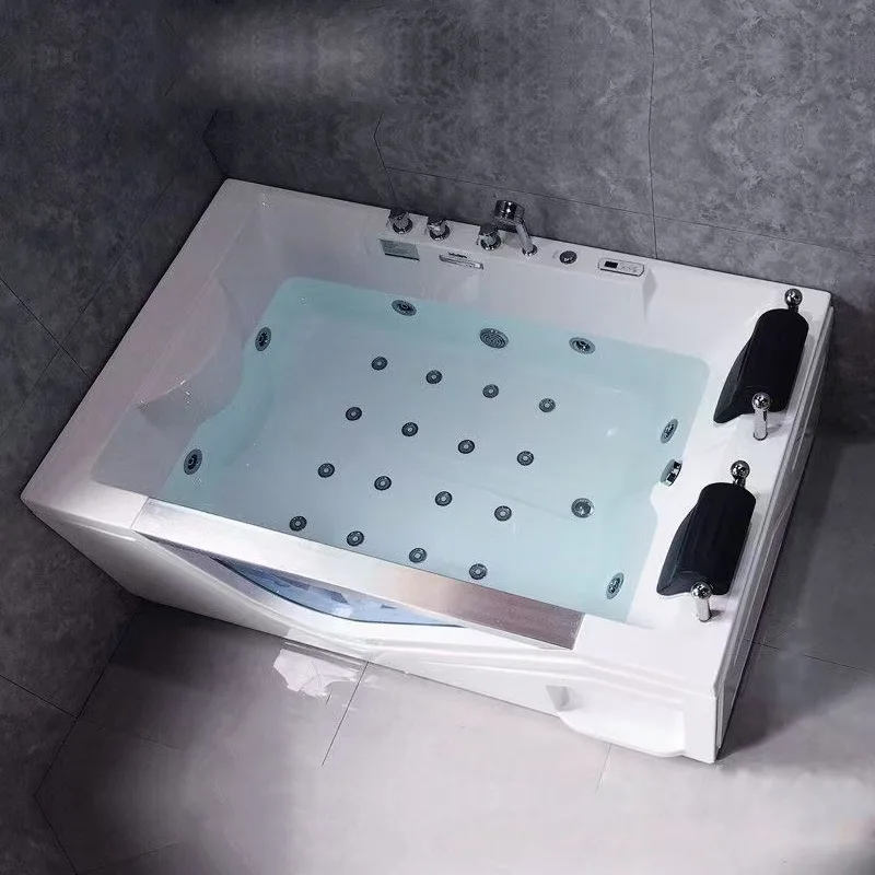 أكريليك مزدوج مستطيل مع فقاعة حمام سبا للتدليك الزجاجي المقاوم للماء