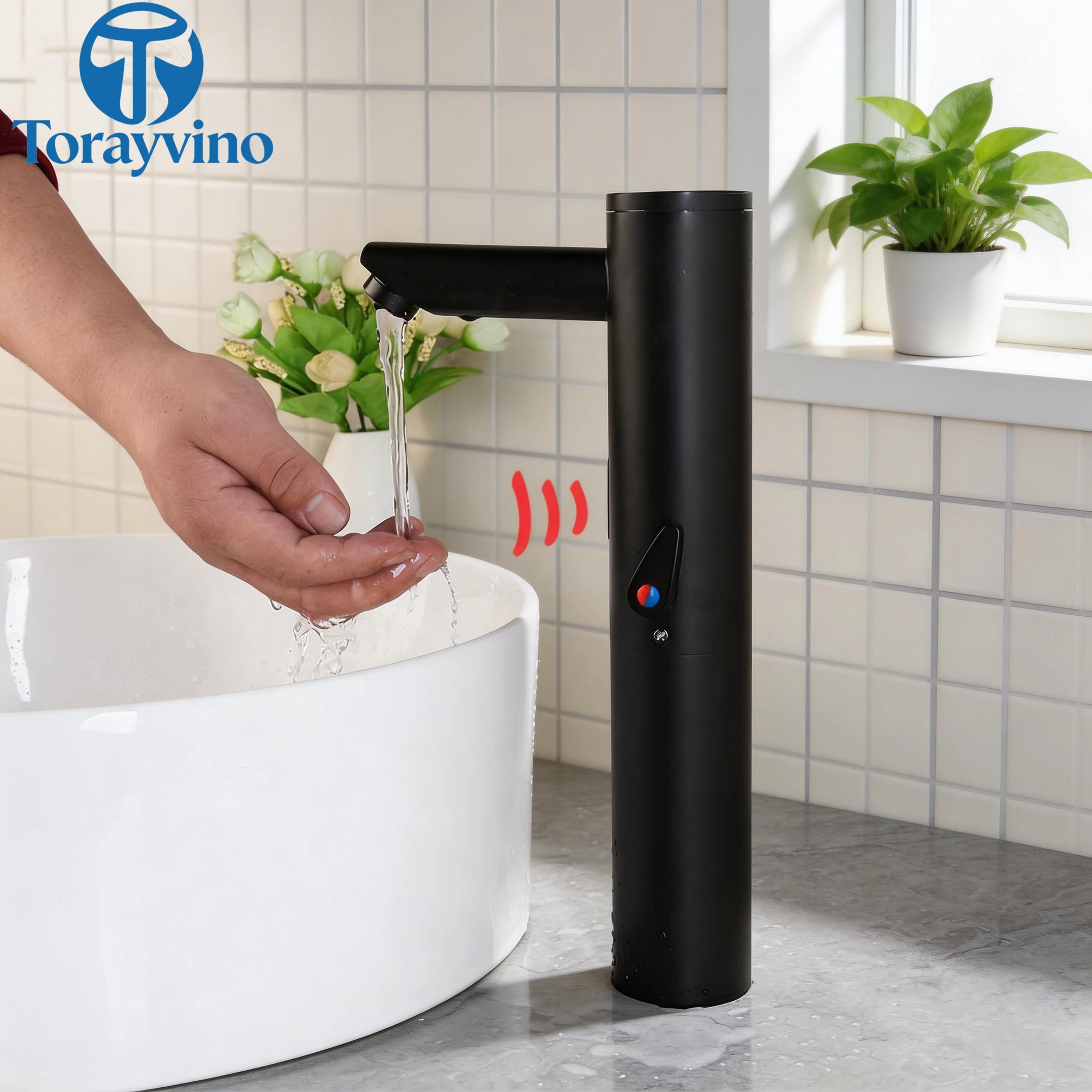 

Torayvino Sensor Faucet Free Touch Bathroom Basin Faucet Hot Cold Water Save tap Mixer Automatic accessories faucets and sinks