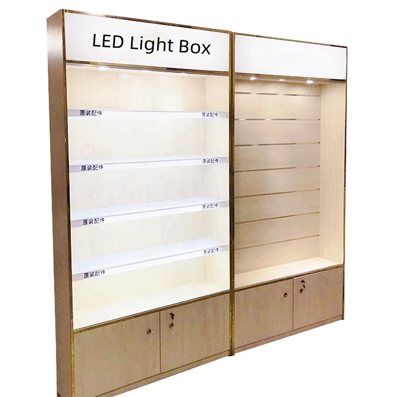 

Custom Modern Boutique Display Cabinet For Retail Store Cell Phone Accessories Jewelry Products Wooden Shelf Houseuse Items