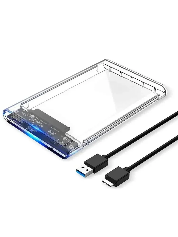 Obudowa na dysk twardy USB 2.0, zewnętrzna, 2.5 cala, SATA na USB 2.0, UASP, przezroczysta, przenośna obudowa na dysk twardy 2T, bez użycia narzędzi, transparentna. — zdjęcie 2