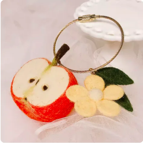 5~10cm Cartoon fruit pineapple needlepoint kit with keychain wool felt needle felting decoration craft needlecraft DIY handmade