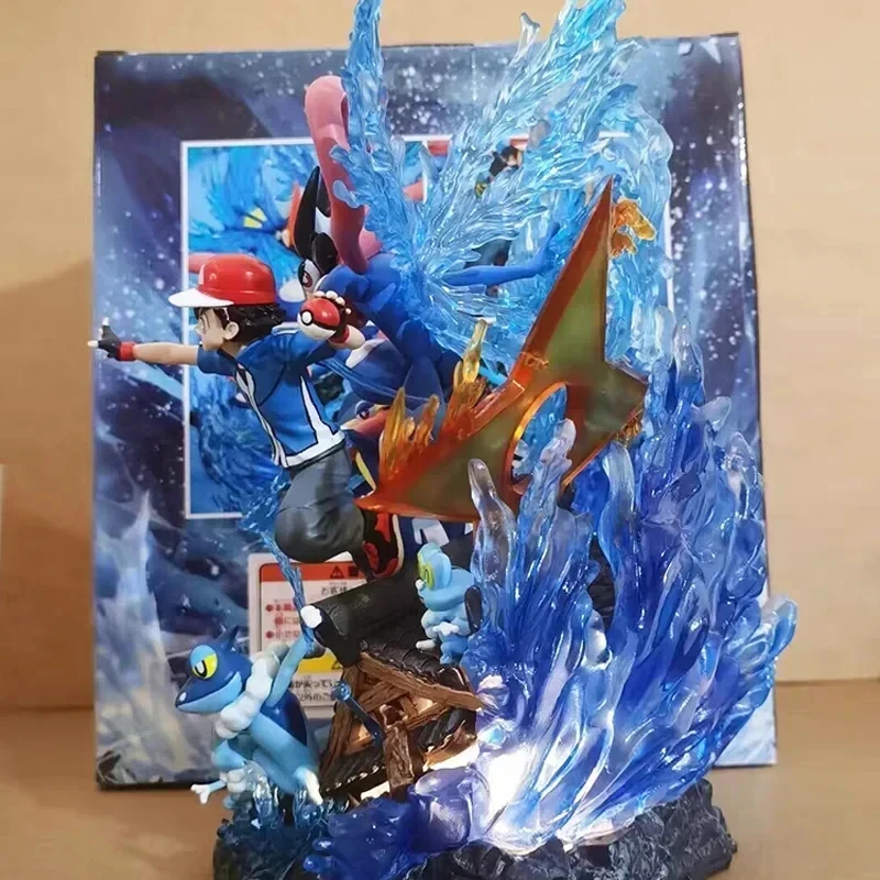 Large Size Pokemon Ash Ketchum Greninja Figure Ash Ketchum Squirtle Bulbasaur Charizard Action Figurine Anime Model Doll Toy