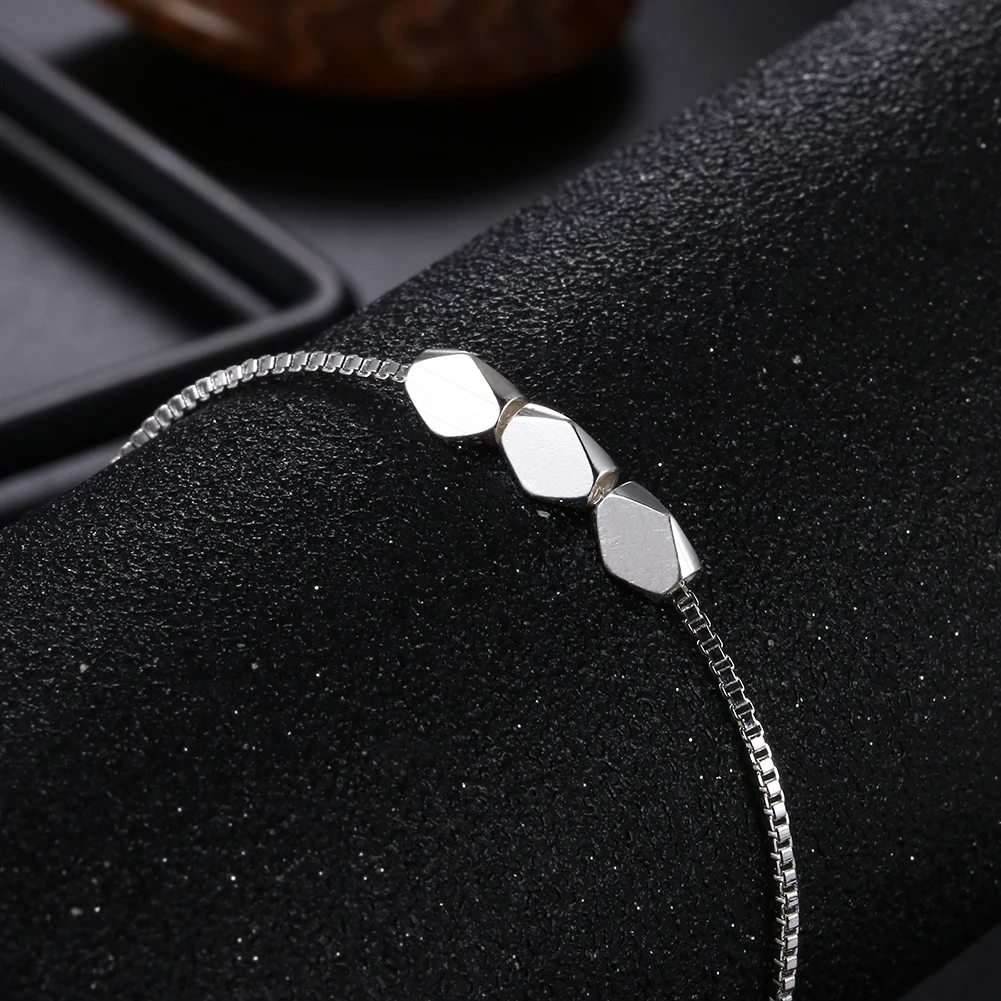 Korean fashion 925 sterling Silver box chain bracelets neckalce for women Party wedding accessories jewelry sets Couple gifts