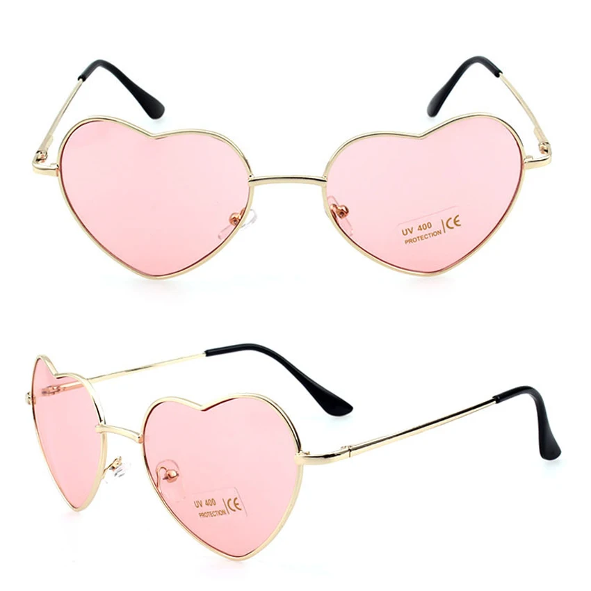 Women Sunglasses Cute Heart Style Frame Mirror Fashion Sun Glasses UV400 Protection Vintage Eyewear Retro Sunglass