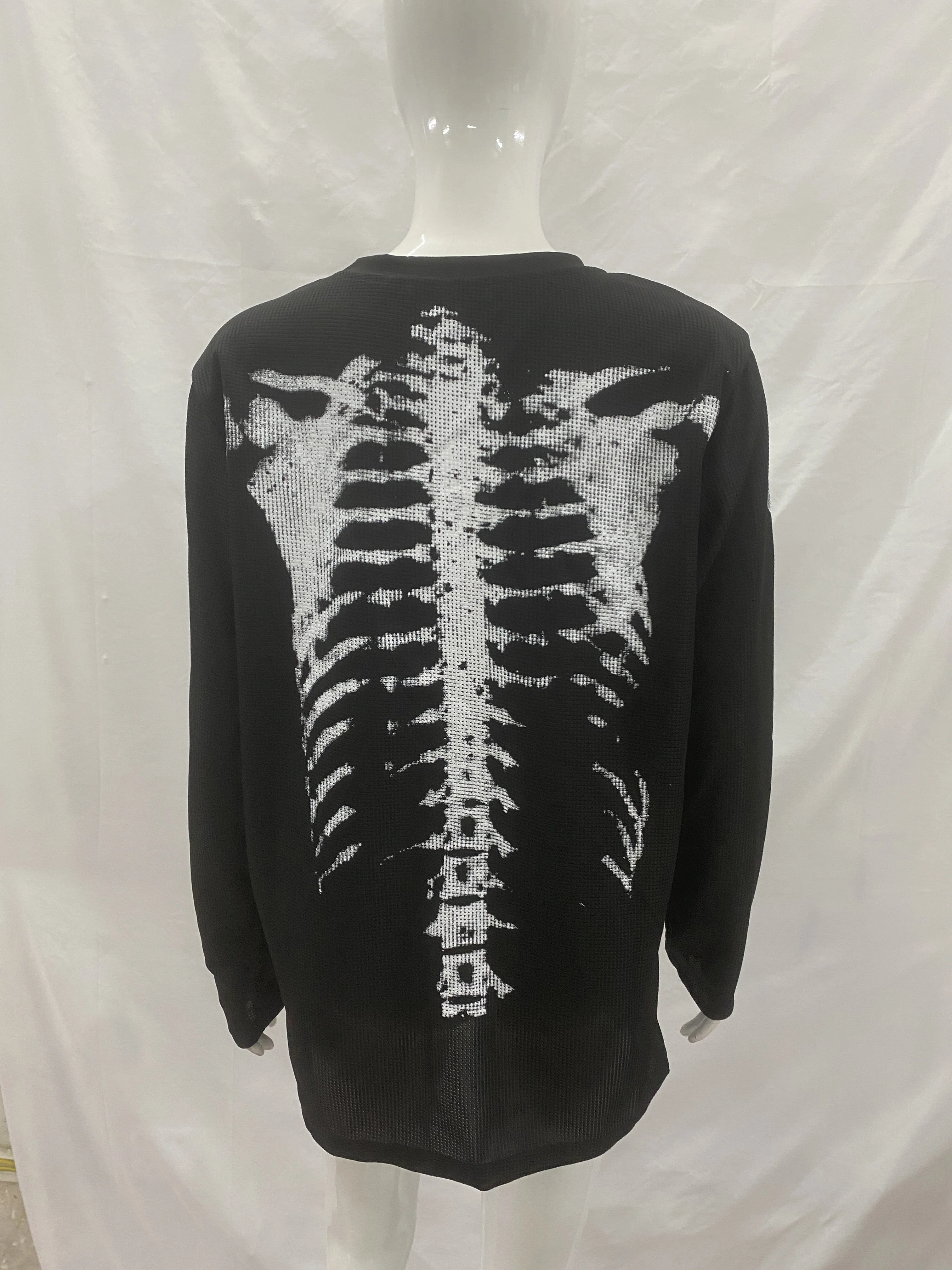 Unisex Y2K American Retro Hoodie Herbst Harajuku Street Ins Style Totenkopf-Print Rundhals Langarm-Pullover – Detail 7