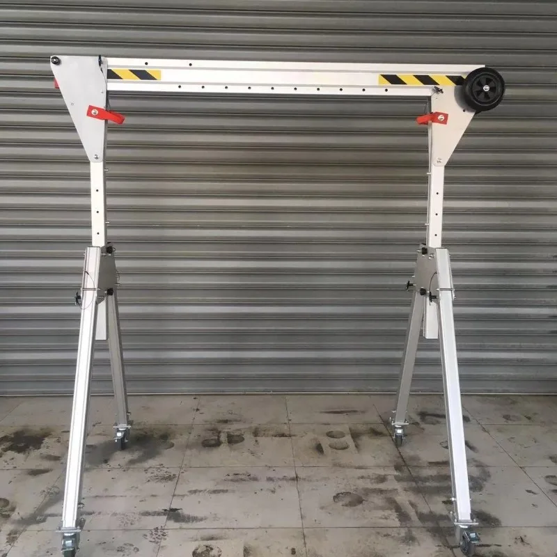 Mobile Aluminum Alloy Gantry Frame Heavy Manual Push Lifting Hoist Universal Wheels Portable Workshop Cargo Lifting Equipment