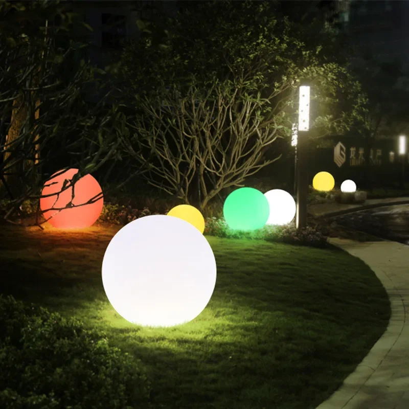 Outdoor Garden LED Ball Lights Landscape Lawn Street Lamps Waterproof 16 Colors Changebale Rechargebale Anti-drop PE Material