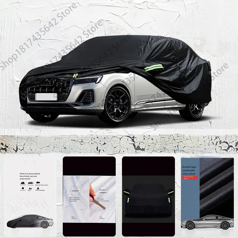 

For fit Audi Q7 EV Outdoor Protection Full Car Covers 210T Snow Cover Sunshade Waterproof Dustproof Exterior Car cover Black