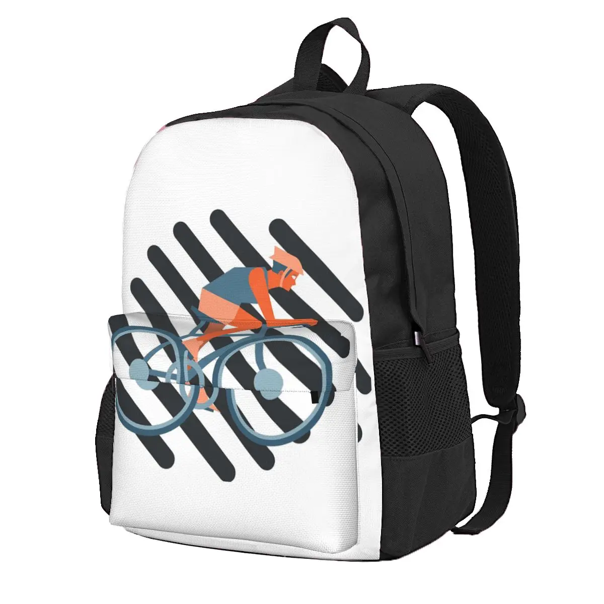 

A Man Rides A Bicycle Gift Student Backpack School Bag Hiking Travel Daypack for Boys Girls Fashion Bookbag Shoulder Bags
