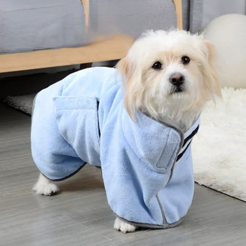 

Dog Drying Coat Bathrobe Towel, Fast Drying Absorbent Dog Bath Robe, Moisture Absorbing with Adjustable Collar and Waist