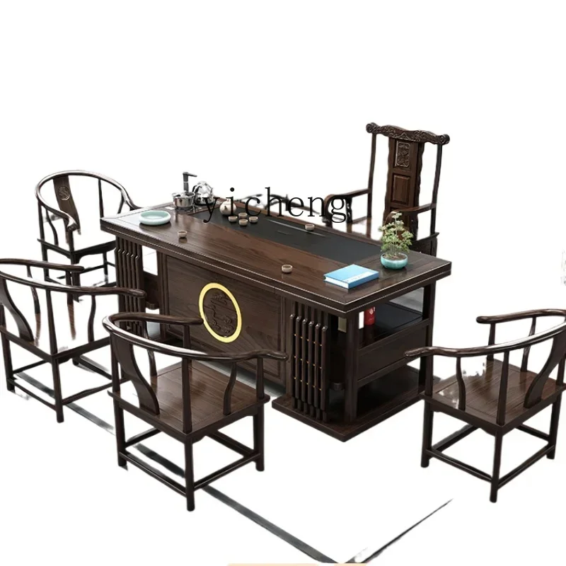 CJ-8  solid wood tea table and chair combination one table five chairs coffee table tea set household kung fu tea