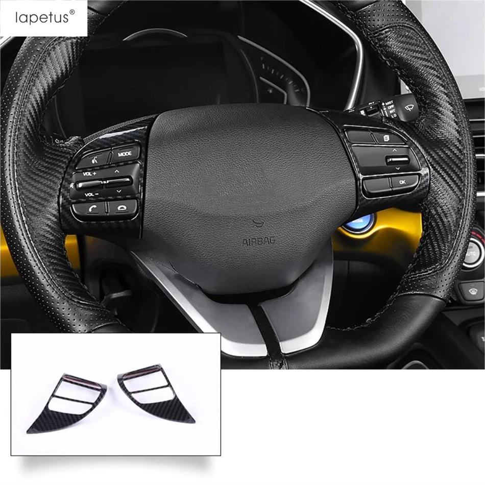 Car Steering Wheel Button Frame DecorationStickers Cover Trim For Hyundai Kona 2018 - 2021 ABS Carbon Fiber / Matte Accessories