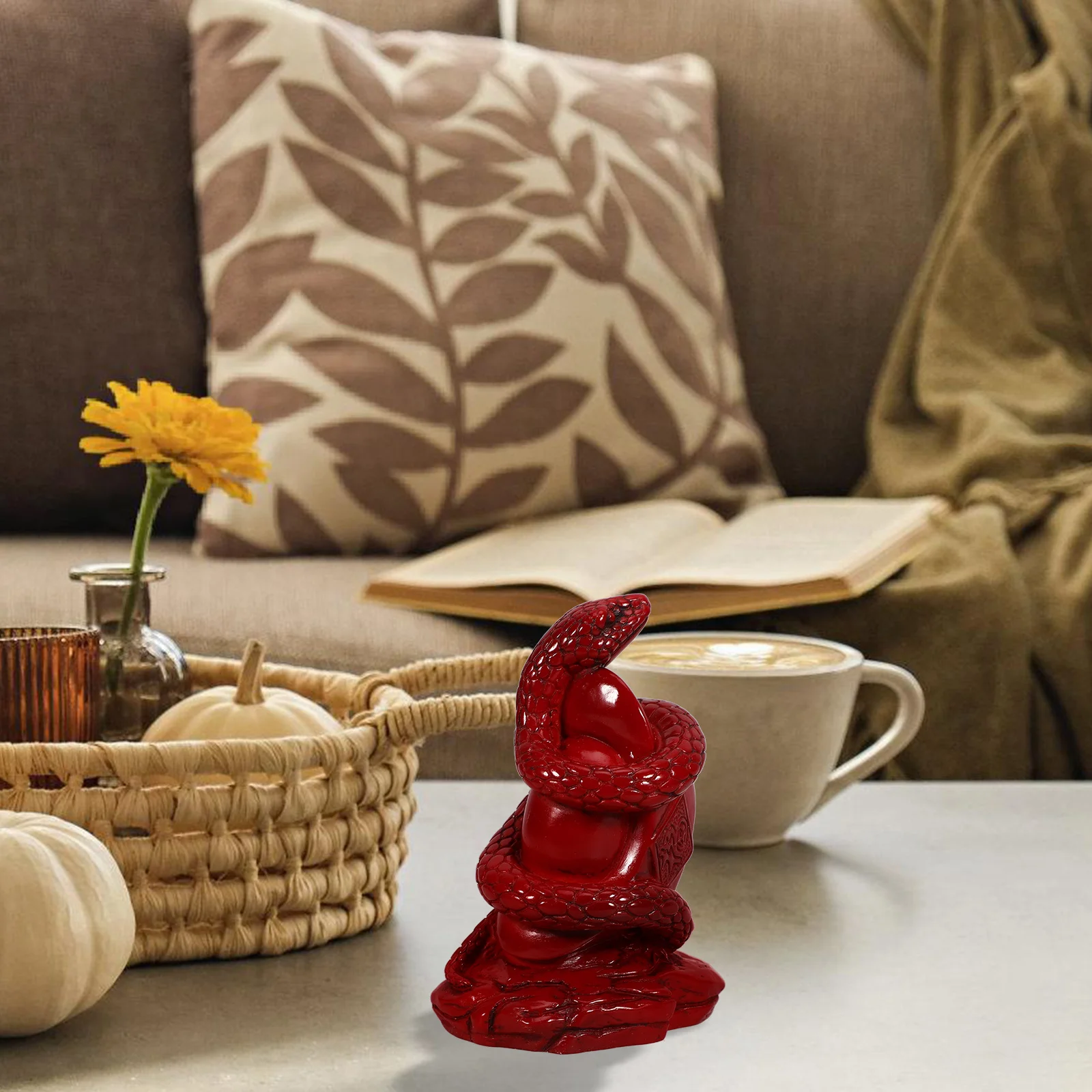 

Snake Statue Resin Craft Desktop Decor for Home Office Car Indoor Tabletop Decoration Retro Snake Sculpture Realistic