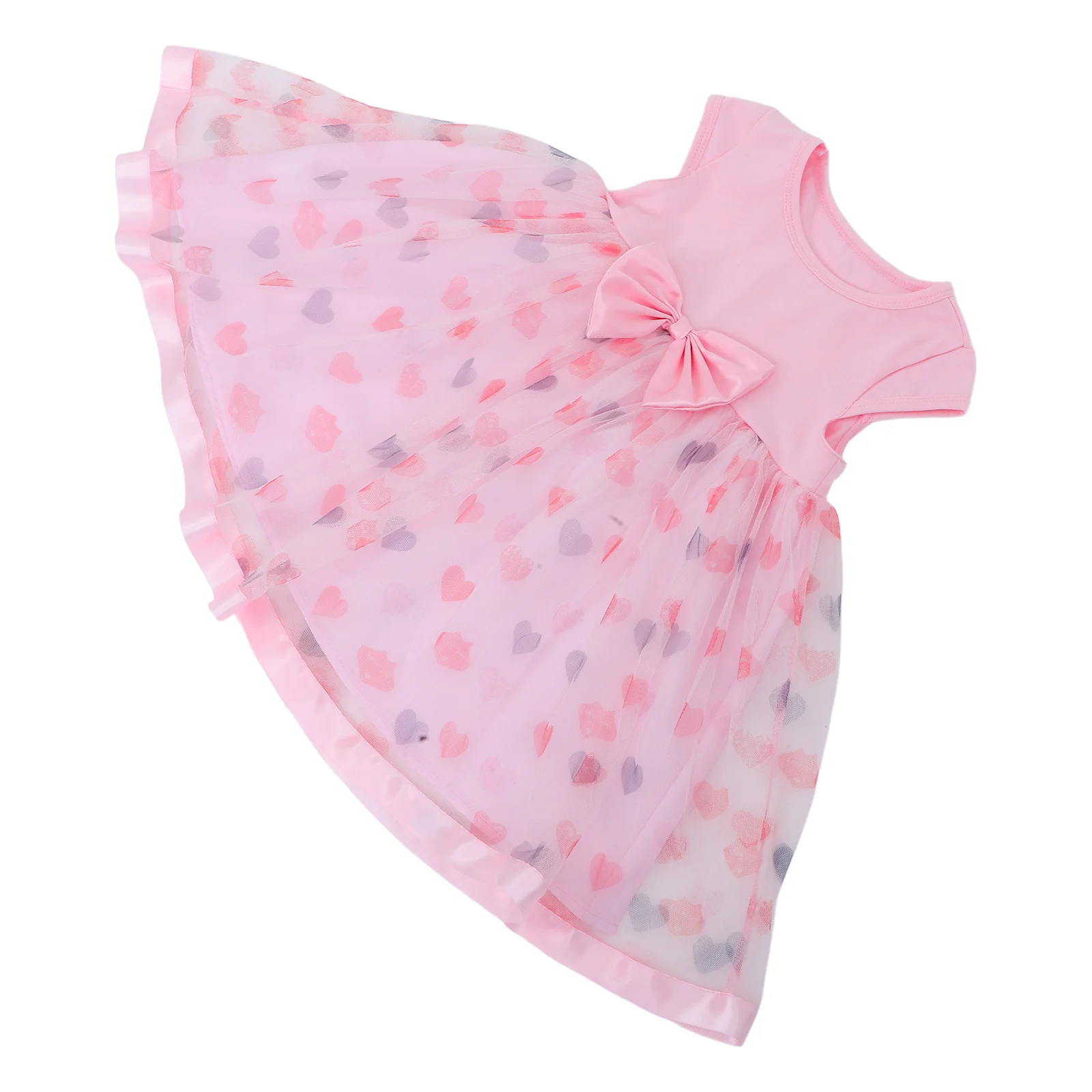 

Breathable Mesh Baby Girl Dress with Sweet Heart Details Sleeveless Summer Outfit Princess Inspired Party Wear