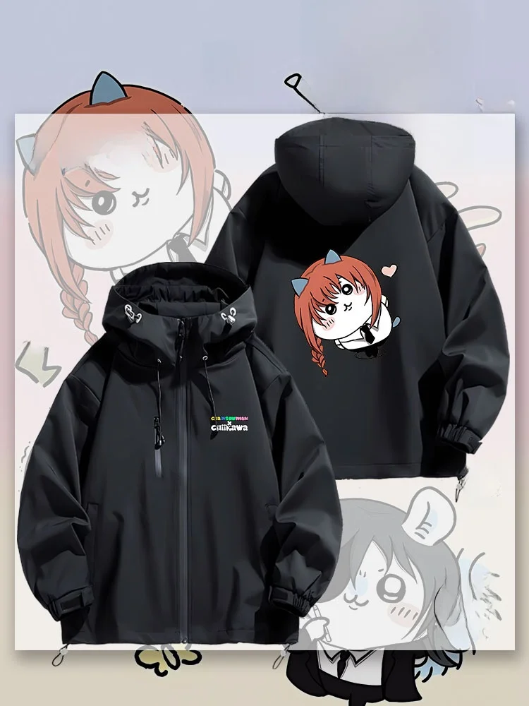 

Куртка с капюшоном в стиле аниме и мультфильмов, модная, для весны, осени и зимы, из полиэфирного волокна, водонепроницаемая