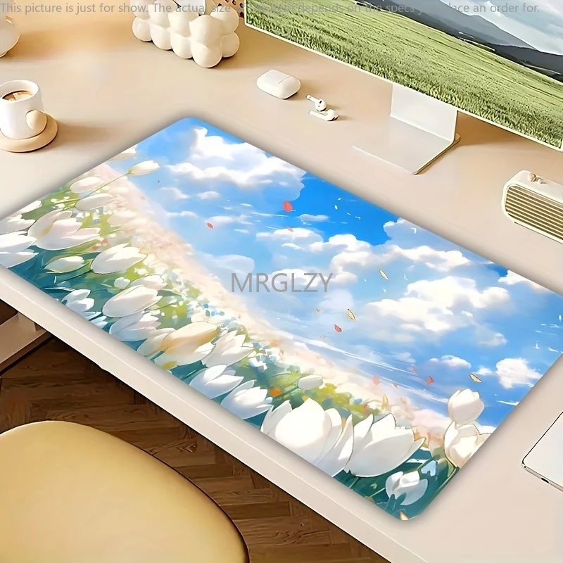 

Tulip Flower Mouse Pad Large Size Rubber Base Anti-slip PC Desk Accessories Mousepad for Office and Gamer Keyboard Mat Decor Rug