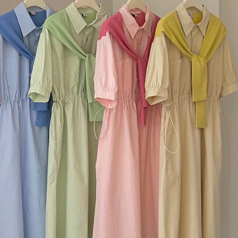 

plus Size 300 Pounds Fat MM Shoulder Shawl Fake Two-Piece Short Sleeve Collar Midi Dress Women Summer Casual Style A-Lin...