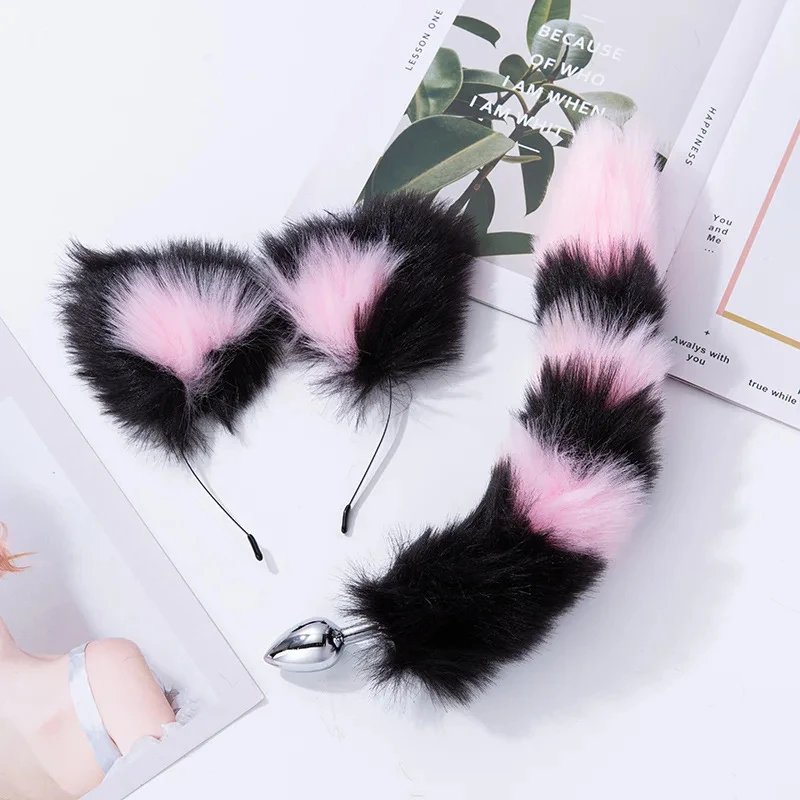 SM Fox Tail Anal Plugs SM Role Play Cat Ears Erotica Sets Sex Toys Rabbit Ears Sets Matching Color Sets Metal Rump Tail