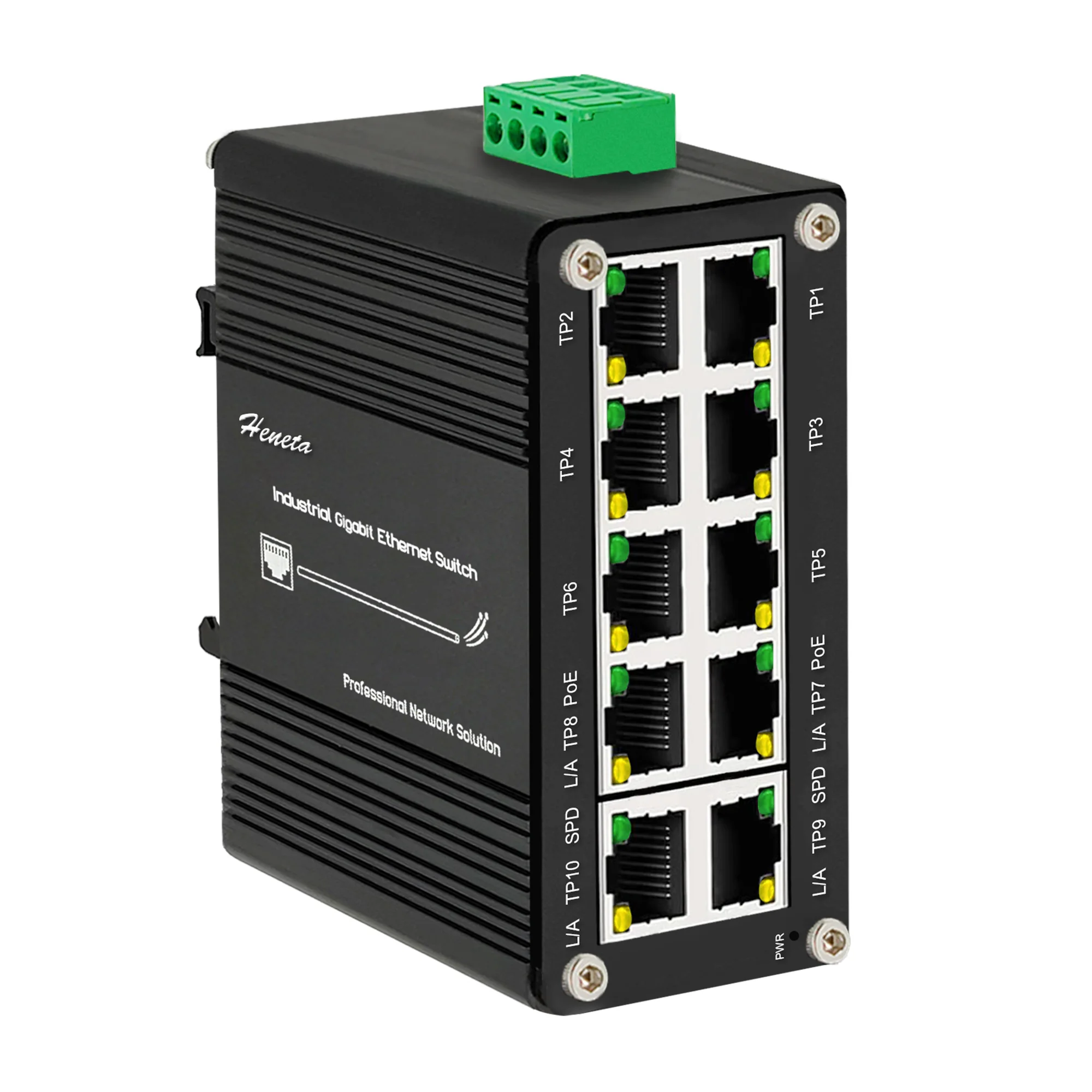 Industrial Hardened Gigabit Ethernet PoE+ Switch,8-Port 802.3at PoE+ + 2-Port Compact Ethernet Switch 10/100/1000T RJ45