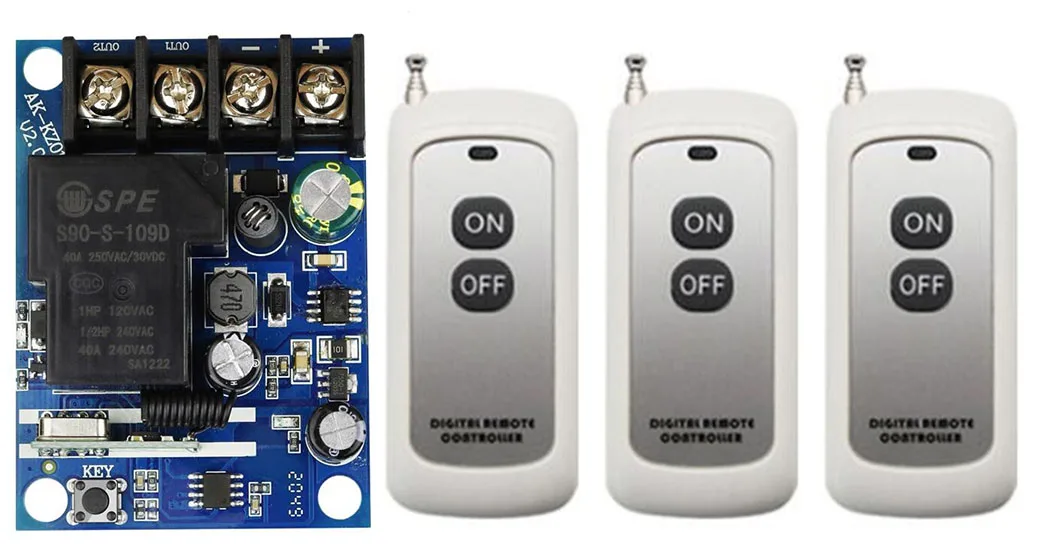 Беспроводной пульт дистанционного управления освещением, 433 МГц, 30 А, 12 В постоянного тока, 24 В, 48 В, 1 канал, релейный модуль приемника, передатчик для насоса/лампы/замка/вентилятора