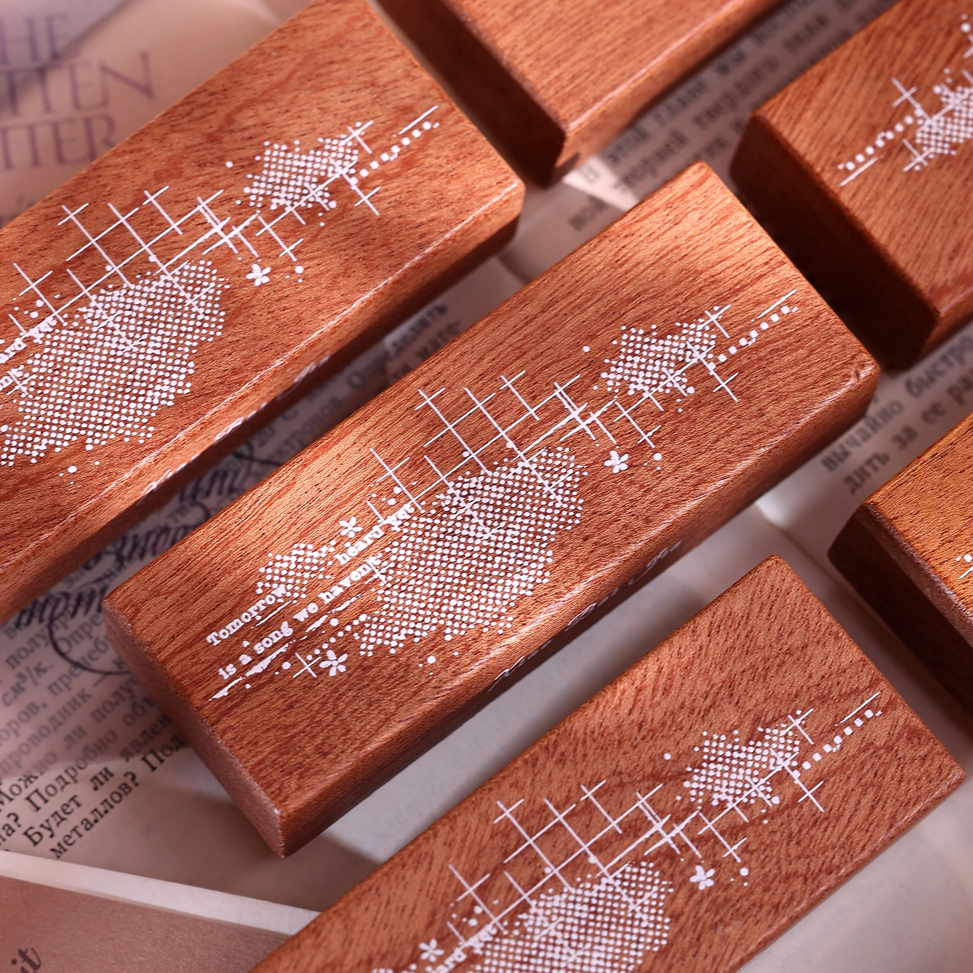 XiaoBaiJia Studio Vintage Lines Background Seasons Melody Wooden Rubber Stamp for DIY Scrapbooking Photo Album Card Making