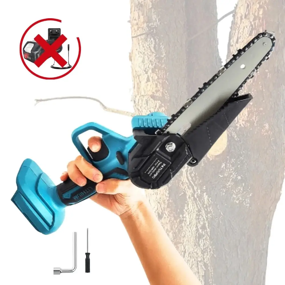 

PATUOPRO 6 Inch Cordless Electric Chain Saw Portable Rechargeable Garden Woodworking Cutting Power Tool For Makita 18V Battery
