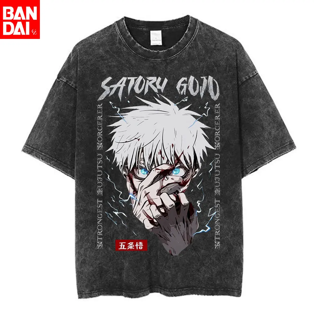 Anime Jujutsu Kaisen Sukuna Grafik-T-Shirt für Herren, Oversized Streetwear aus Baumwolle, Kurzarm-Oberteil, Sommer-Sportshirt