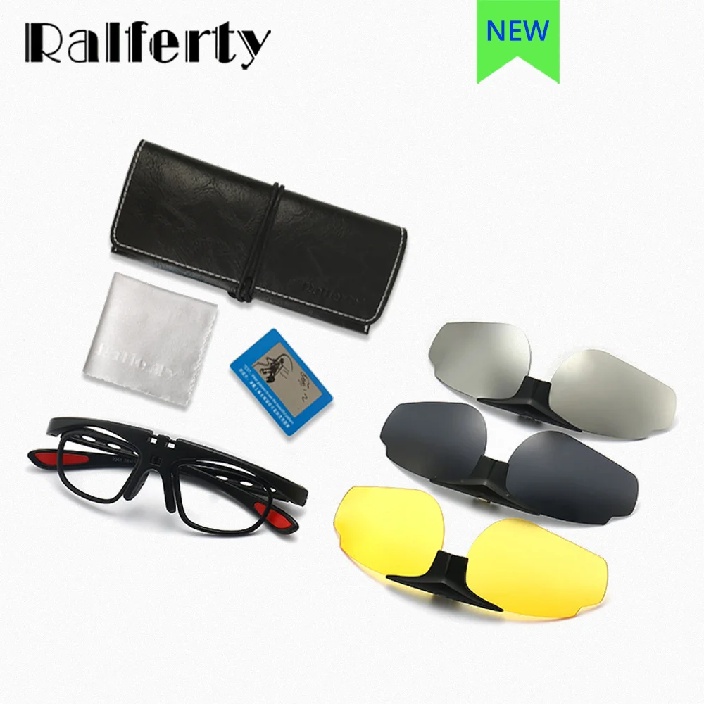 

Ralferty TR 3 In 1 Sport Sunglasses Men's Glasses Frames Polarized Clip On Mirror Night Vision Goggles Cycling Eyewear With Case