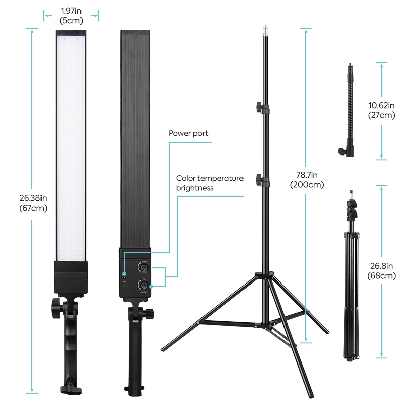 Zestaw oświetlenia Led z stojak trójnóg 3200-5500k fotografia Studio regulowana taśma lampa do makijażu tatuaż portret wypełnij światło