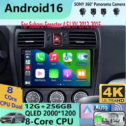 Android 16 Video Player Car Stereo Radio For Subaru Forester 4 SJ XV 2012-2015 4G Multimedia Navigation GPS Carplay 360 Camera